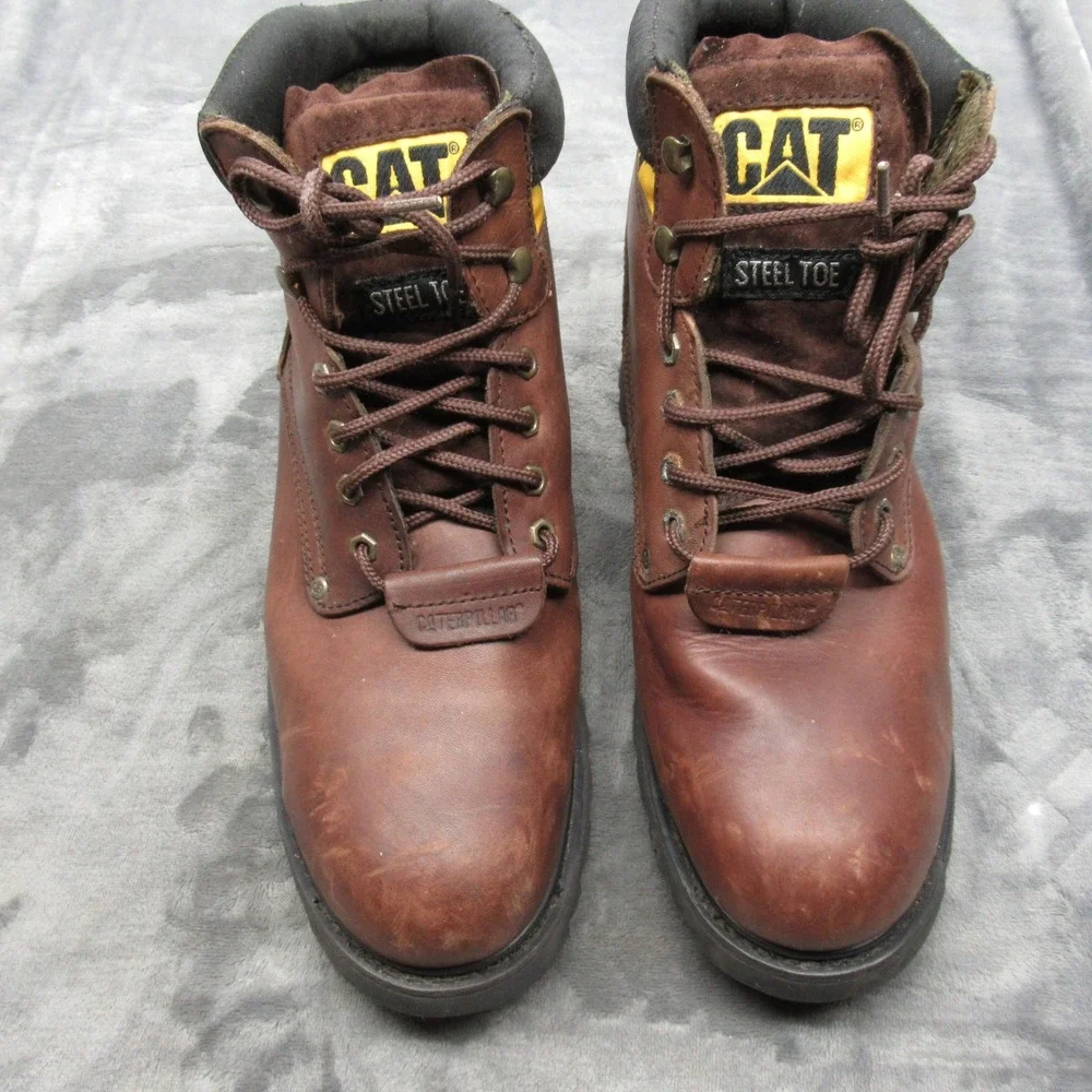 Caterpillar Work Boots Mens 11M Brown Steel Toe Leather Second Shift Lace‎ Up